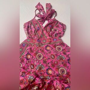 Kohinoor Pakastani Designer Open Back Pink & Gold Maxi Dress Size M Maximalist